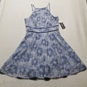 City Triangles Juniors 11 Dress Periwinkle Blue Lace Mini Fairy Feminine HOCO